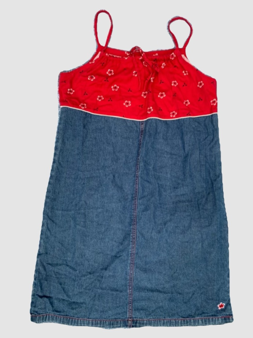 Red Bandana Denim Mini Dress